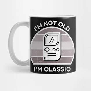 I'm not old, I'm Classic | Handheld Console | Retro Hardware | Vintage Sunset | Grayscale | '80s '90s Video Gaming Mug